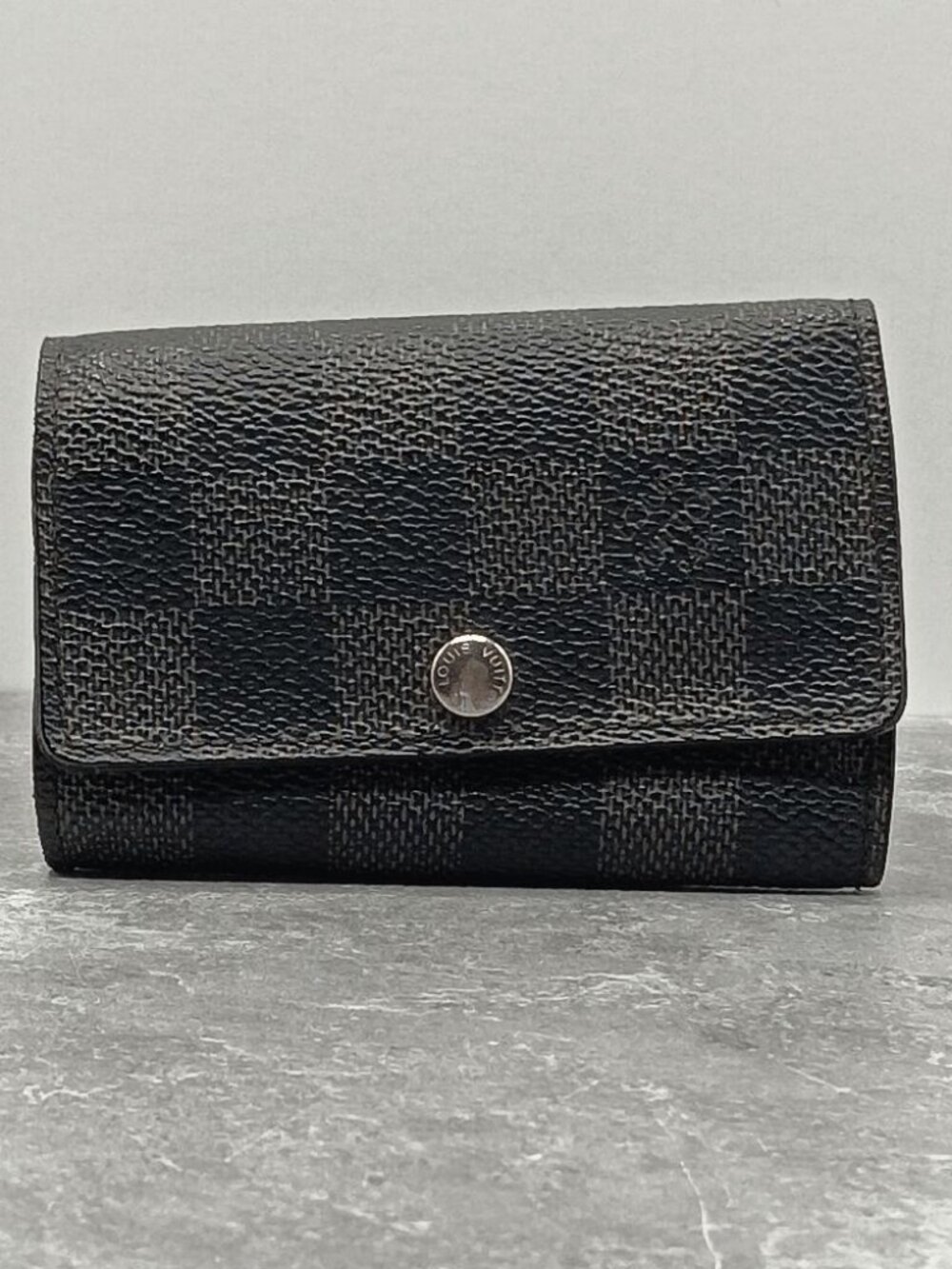 Louis Vuitton Black Damier Graphite Canvas Leather 6 Key Silver Holder Case Men'